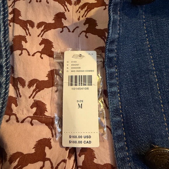 NWT Women’s Size Medium Anthropologie Blue Denim Jacket with Corduroy Collar - Picture 6 of 7